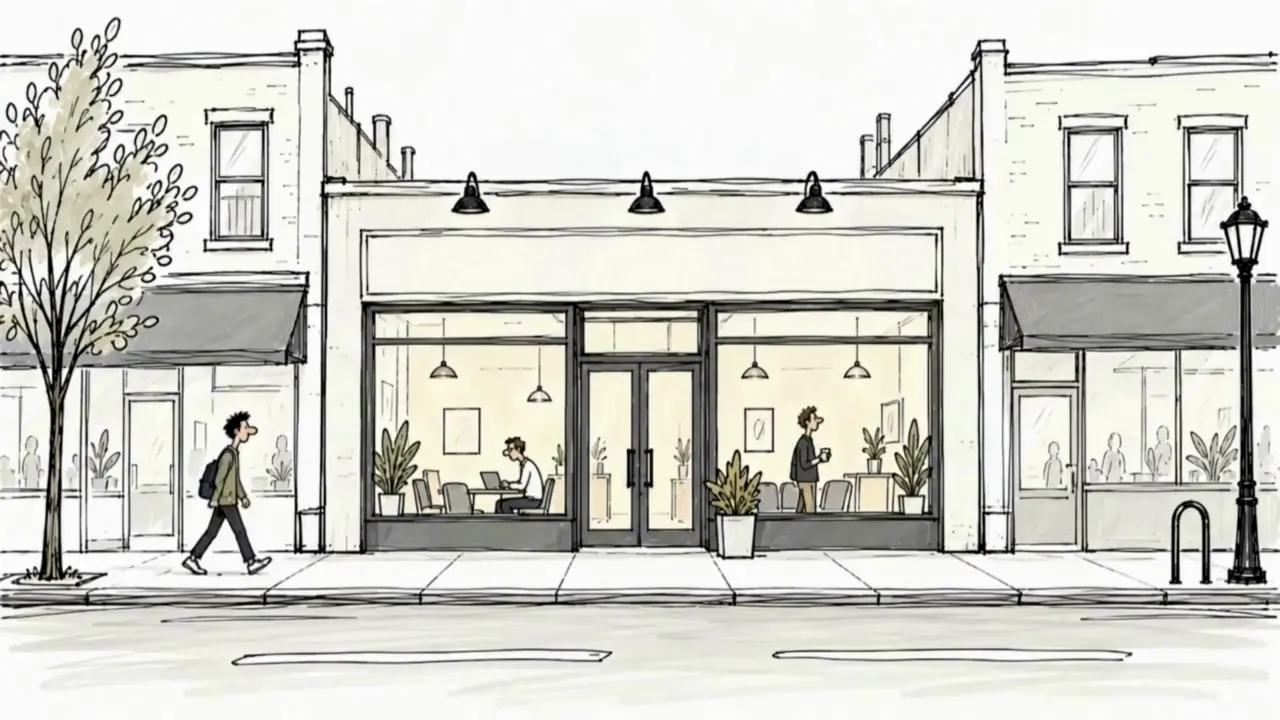 An illustrated local shop, ready to take off.